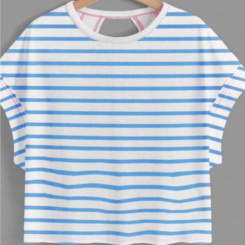 Blue and White Striped T-Shirt